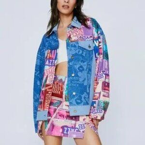 Nasty Gal Jazz Print Denim Jacket